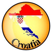 Orangefarbener Knopf mit den Bildkarten von Kroatien vektor