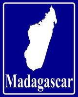 Zeichen als weiße Silhouette Karte von Madagaskar vektor