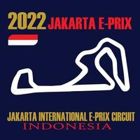 jakarta, 16. mai 2022. jakarta international e-prix circuit. Schaltungsformel in Indonesien. mit einer Streckenlänge von 2,4 km. Design, Logo, Illustrator, Broschüre, Banner vektor