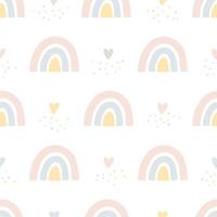 nahtloses Muster mit organischen Regenbögen, Herzen und Punkten. schlichtes Design in Pastellfarben für Babytücher, Tapeten, Textilien vektor