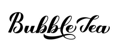 Bubble Tea Kalligraphie Hand Schriftzug isoliert auf weißem Hintergrund. einfach zu bearbeitende Vektorvorlage für Logodesign, Banner, Typografieposter, Flyer, Aufkleber, Getränkekarte für Bar, Café, Restaurant usw. vektor