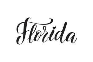 inspirierende handgeschriebene pinselbeschriftung florida. vektorkalligraphieillustration lokalisiert auf weißem hintergrund. typografie für banner, abzeichen, postkarten, t-shirts, drucke, poster. vektor