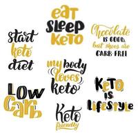 keto diet bokstäver citat set. inspirerande handskrivna borste bokstäver. vektor kalligrafi lager illustration isolerade på vitt. typografi för banderoller, märken, vykort, t-shirt, utskrifter.