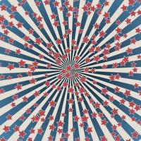 Unabhängigkeitstag der Vereinigten Staaten am 4. Juli oder Banner zum Gedenktag. Retro-patriotische Vektorillustration. konzentrische streifen und sternkonfetti in den farben der amerikanischen flagge. vektor
