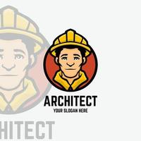 architekt cartoon maskottchen logo vorlage vektor