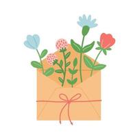blommor och blad i kuvert, vektorillustration vektor