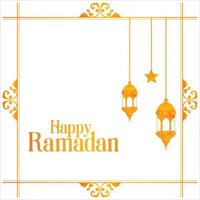 ramadan kareem gyllene ram bakgrund platt illustration, ramadan kareem på vit bakgrund, hälsningar ramadan kareem, elegant design, design för gratulationskort vektor