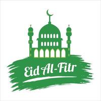 eid al-fitr weißer texteffekt auf grünem hintergrund, muslimisches festival eid al-fitr schöner texteffekt, eid al-fitr, grün, weiß, elemente, muslimische grüne moschee, mond. vektor