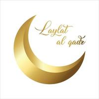 laylat al qadr islamisk bannerdesign med den gyllene månen, gyllene halvmåne. design av gratulationskort för den muslimska semestern. vektor illustration. ramadan kareem betyder den generösa månaden ramadan.