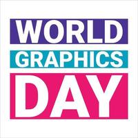 World graphics day texteffekt med flerfärgad nyans i en vit bakgrund, grafikdagens speciella vektortexteffekt. vektor