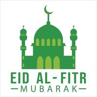 eid al-fitr grüner texteffekt auf grünem hintergrund, muslimisches festival eid al-fitr schöner texteffekt, eid al-fitr, grün, weiß, elemente, muslimische moschee, grüner mond. vektor