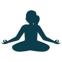 schöne Yoga-Tag-Vektorillustration, dunkelblau, Yoga-Position, internationales Yoga-Tagesspecial, Dame, Frau, Frau, die Yoga macht, 21. Juni. vektor