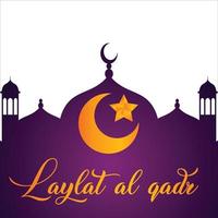 Laylat al Qadr islamisches Bannerdesign mit goldenem Mond und dem Stern vektor