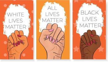 stoppa rasismen. svarta liv betyder något. afroamerikansk arm gest. anti-diskriminering, hjälp att bekämpa rasism affisch, tolerans acceptans banner. människor jämställdhet mall vektor stock illustration.