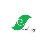 Buchstabe e Ökologie grünes Blatt natürliches Symbol Logo Vektor
