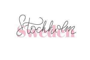 inspirerande handskriven pensel bokstäver sverige stockholm. vektor kalligrafi illustration isolerad på vit bakgrund. typografi för banderoller, märken, vykort, t-shirt, tryck, affischer.