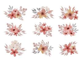 vatten blomma bukett och element vektor illustration samling