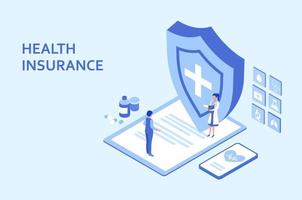 sjukförsäkring koncept. man gör sjukförsäkring för att skydda från liv och hälsa olycka. hälso- och livförsäkring, sjukvård koncept vektor