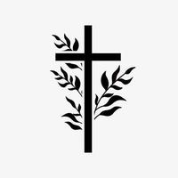 Kreuzreligiöses Bestattungsdesign mit Zweigen. Vektor-Illustration in Schwarz und Weiß vektor
