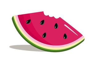Wassermelonenscheibe abgebissen in der Sommerkonzept-Vektorillustration der Karikaturart lokalisiert auf weißem Hintergrund