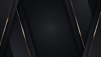 3d modernes Luxus-Banner-Template-Design schwarze diagonale Streifen mit goldenen Linien Lichtfunken auf dunklem Hintergrund vektor