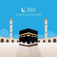 hajj mubarak betyder lycklig hajj. hajj pilgrimsfärd i mecka vektor