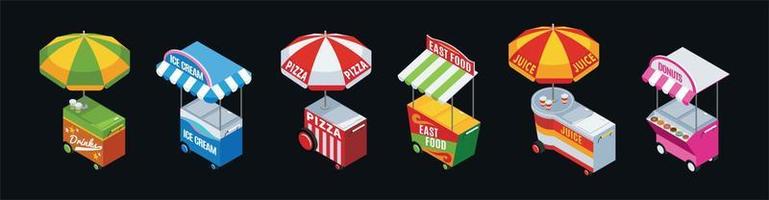 Set von Fast Food Trucks und Street Food Carts Vektor eps 10