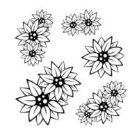 monochrome sonnenblumenlinie für dekorationshandwerksprojekt, karte, hintergrund und jedes design. vektorillustration über die botanische natur. vektor