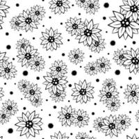 Monochrome Mini-Sonnenblumen nahtloses Muster. abstrakter Kunstdruck. Design für Papier, Hüllen, Karten, Stoffe, Einrichtungsgegenstände und alles andere. vektorillustration der botanischen natur. vektor