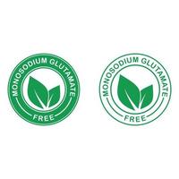 Glutamat-freie Logo-Vorlage. enthalten kein MSG-Mononatriumglutamat-Lebensmittelverpackungssiegel, grünes Blattetikett vektor