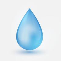 blau glänzender einzelner Wassertropfen isoliert vektor