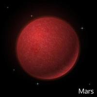 realistisch leuchtender mars-planet isoliert