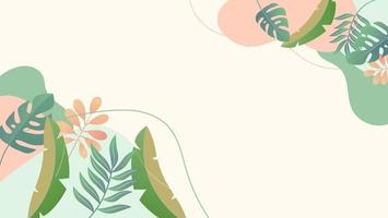 Strand fröhliche Mustertapete aus tropischen grünen Blättern von Palmen und Blumen Paradiesvogel auf hellem Hintergrund vektor