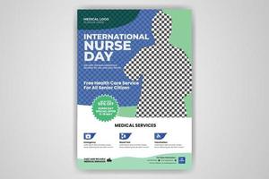 internationella sjuksköterskedagen medicinsk covid hälso-och sjukvård flyer affisch vektor mall design layout gratis nedladdning