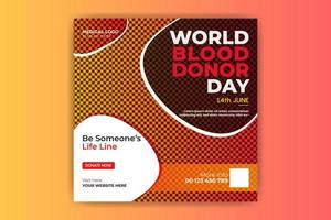 World blood donor day social media post design gratis nedladdning vektor