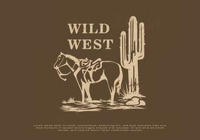 Wild-West-Pferdeillustrationsdesign-Druckkleid vektor