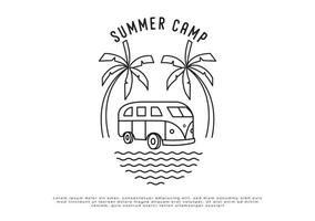 Sommer-Van-Camp-Hippie-einfaches Logo vektor