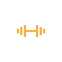Buchstabe h Fitness-Studio-Logo-Design-Vorlage. Symbol für Langhantel und Kurzhantel. Vektorgrafik vektor