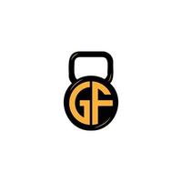 Buchstabe gf fg Fitness-Studio-Logo-Design-Vorlage. Symbol für Langhantel und Kurzhantel. Vektorgrafik