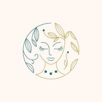 Frau Gesicht Logo Symbol Vektor. Frauengesichtslogodesign-Vektorillustration, Mädchenschattenbild für Kosmetik, Schönheit, Salon, Gesundheit und Badekurort, Modethemen. vektor