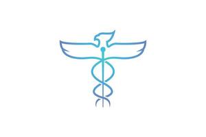 caduceus eagle logotyp. medicin antika vektor emblem på vit bakgrund.