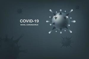 Covid-19 oder neuartiger Coronavirus-Vektor auf blaugrauem Hintergrund. vektor