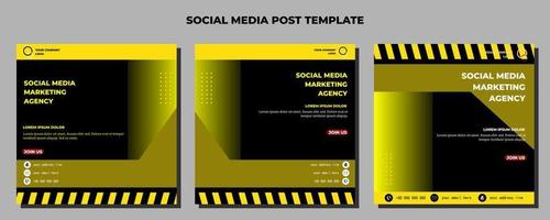 svart gul vektor inläggsmall för sociala medier, vektorkonstillustration och text