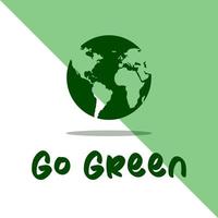 go green logo design, vektorillustration och text, enkel design vektor