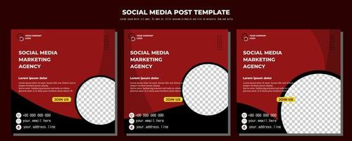 svart röd vektor inläggsmall för sociala medier, vektorkonstillustration och text, enkel och elegant design