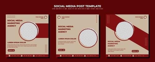 brun röd vektor inläggsmall för sociala medier, vektorkonstillustration och text, enkel och elegant design