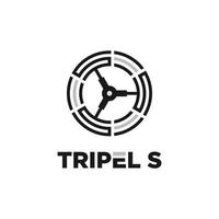 Tripel's einfaches Logo und Cirdesign mit dreifachen As wie ein Lenkrad oder Lenkrad vektor