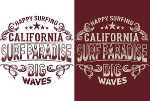 Kalifornien surfa paradis t-shirt design vektor
