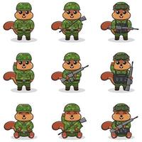 vektor illustrationer av söt ekorre som soldat.