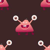 Kinder-Monster-Vektormuster mit süßen Augen, Zunge, Zahnfang vektor
